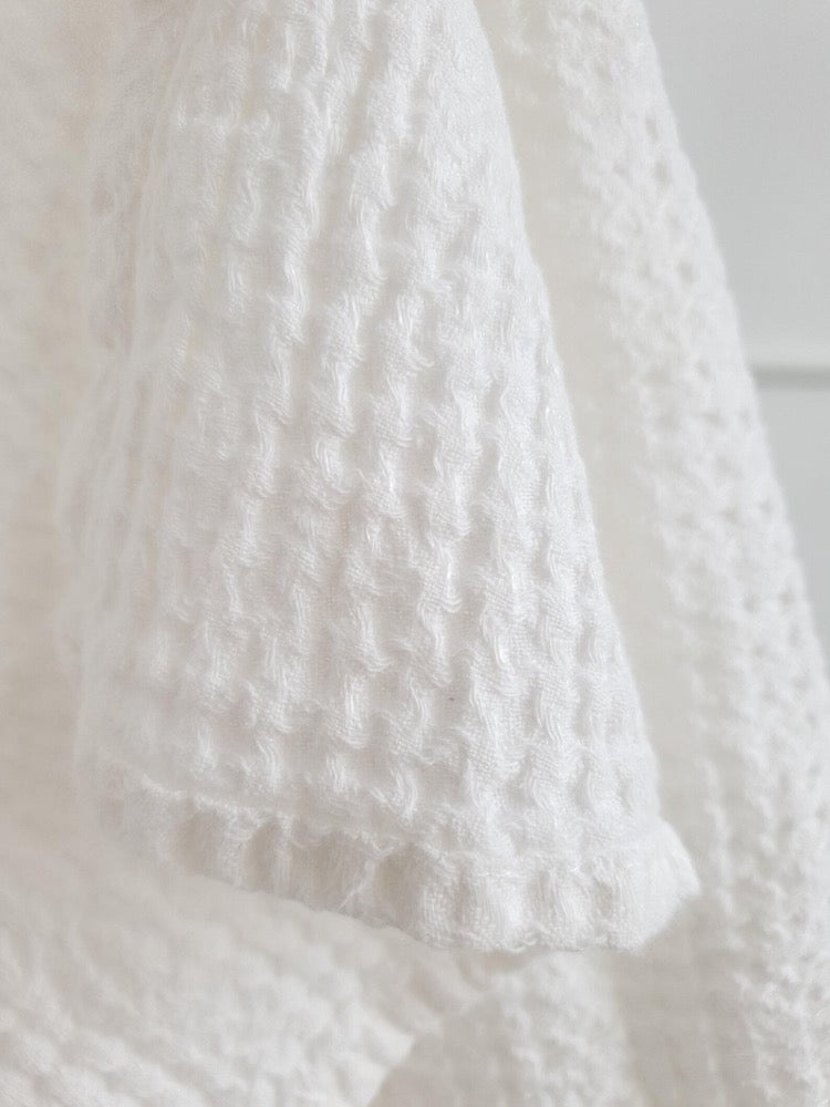Waffle Linen Towel Set: Off-White Bath, Hand & Face Towels