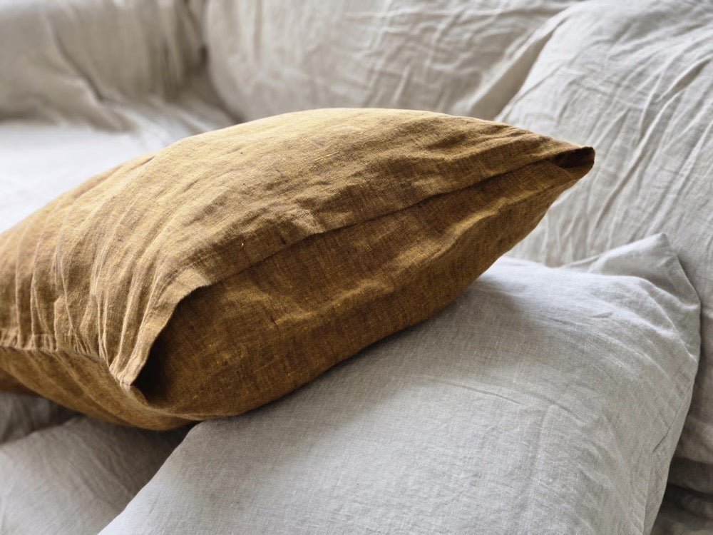 Organic Linen Pillow Cover: European Flax Farmhouse Pillowcase
